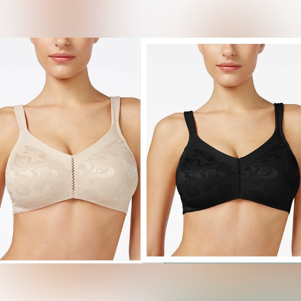 Wacoal 85276 Full Coverage Wireless Bra Set Black and Nude 36D